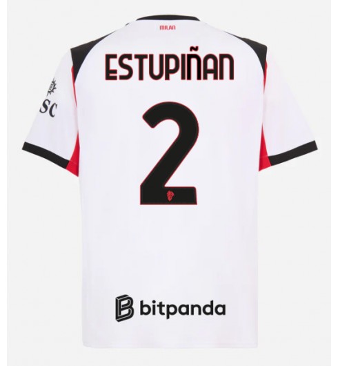 Moške Nogometnih dresov AC Milan Pervis Estupinan #2 Gostujoči 2025-26 Kratki rokavi Moške Nogometnih dresov AC Milan Pervis Estupinan #2 Gostujoči 2025-26 Kratki rokavi